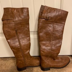 Camel over the knee boots